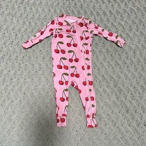 Pink Chicken - Cherry Romper - 6-12 months - VGUC
